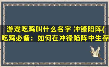 游戏吃鸡叫什么名字 冲锋陷阵(吃鸡必备：如何在冲锋陷阵中生存？)